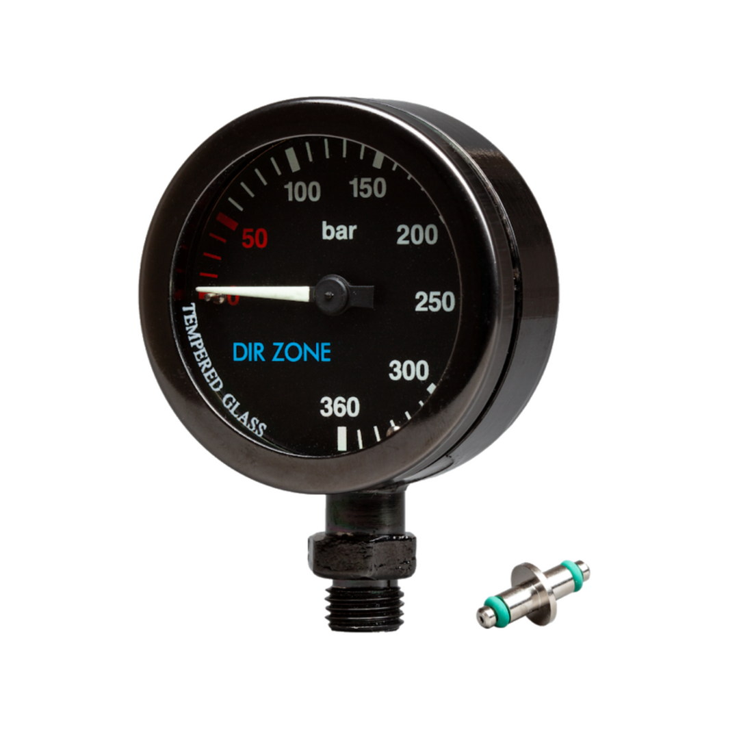 DIRZone SPG52 mm BLACK CHROME 0-360 Bar, black, dial, Tempered Glass with Swivel + OR Viton - Aquaholics Dive Centre, Shop and Sea Safari - Aquaholics Dive Centre, Shop and Sea Safari