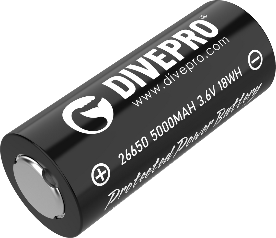 Divepro Standard 26650 5500maH battery (discharger about 3A) - Aquaholics Dive Centre, Shop and Sea Safari - Aquaholics Dive Centre, Shop and Sea Safari