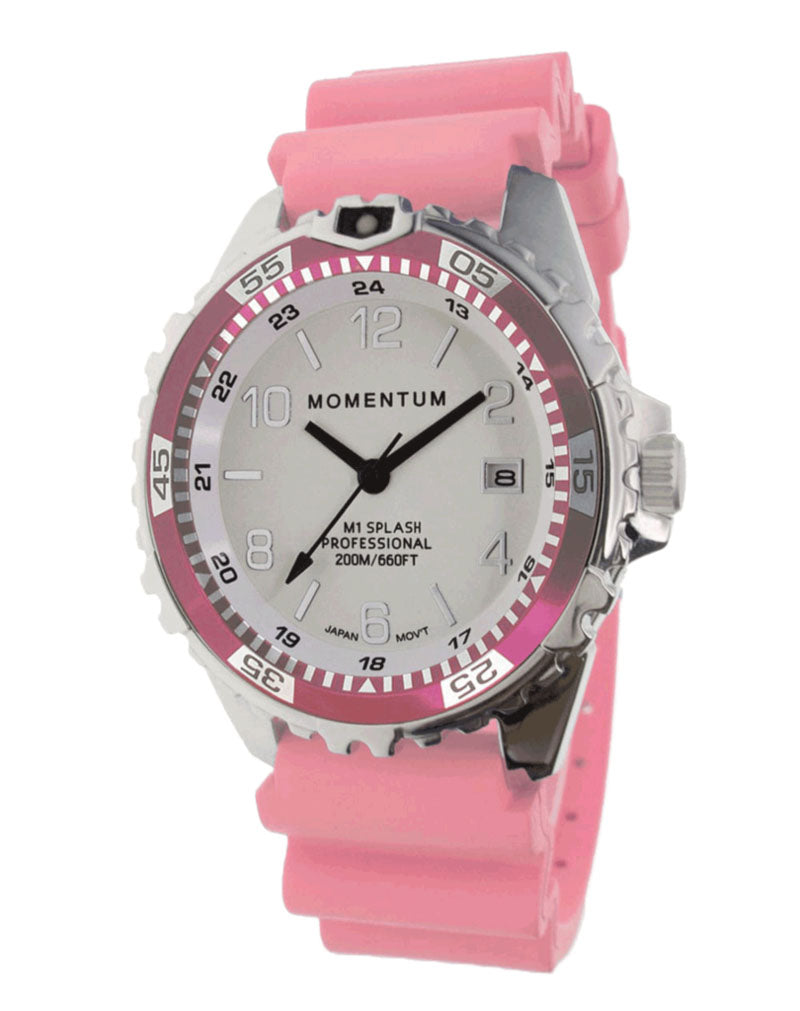 Momentum Splash Rubber with White face & Pink Twist Rubber Strap